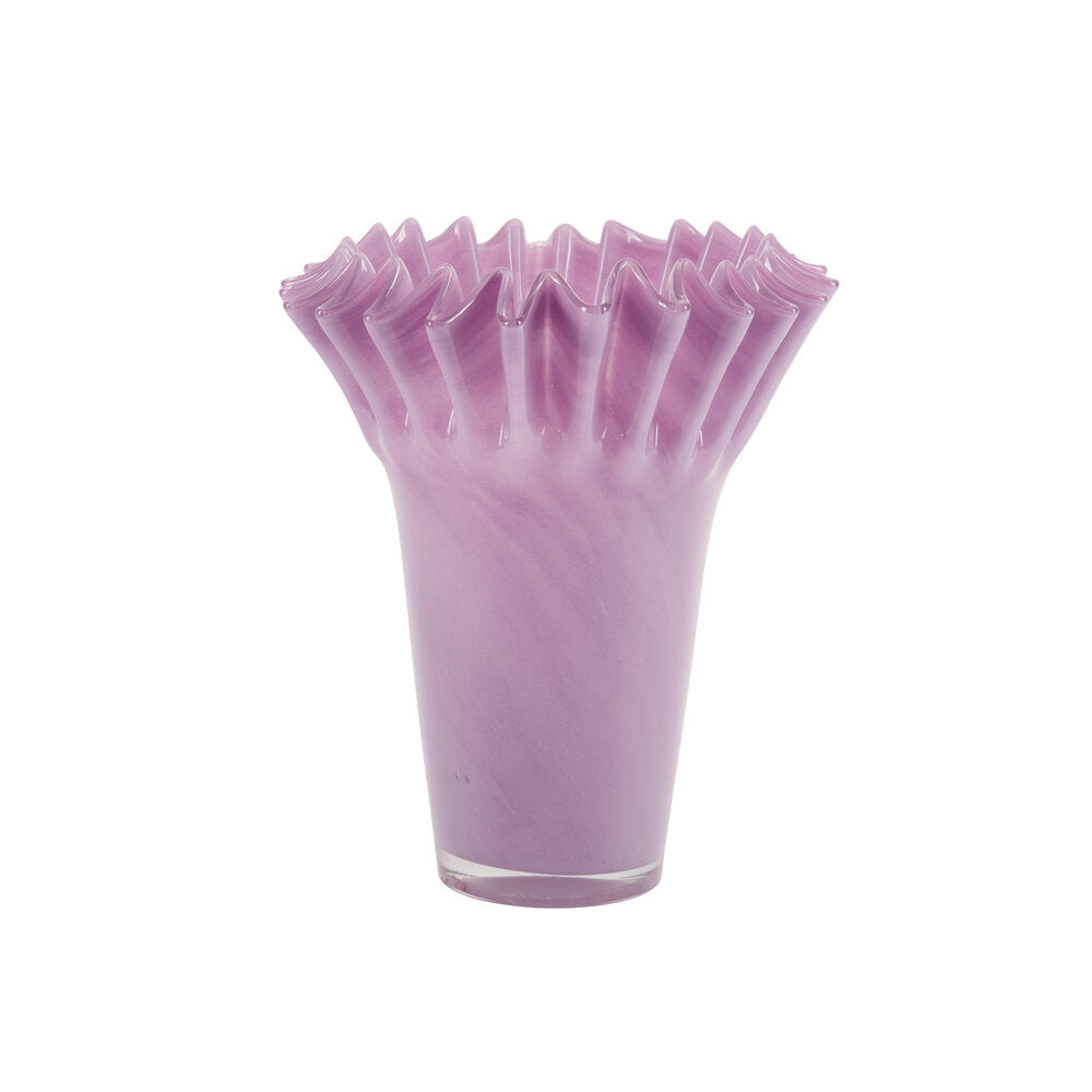 Vase med waffle kant, lilla - H22cm